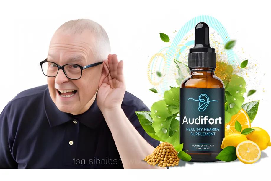 Audifort hearing supplement bottle with natural ingredients